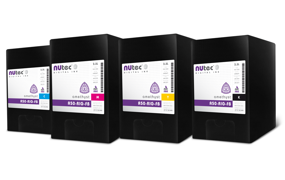 NUtec digital ink A50-RIG-FB 2.5L container for UV printing on HP® FB series, rigid UV ink for digital printing applications