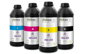 Amethyst A20-RTR UV-curable roll-to-roll ink with CMYK swatches — Ricoh Kyocera UV Roll Ink concept image