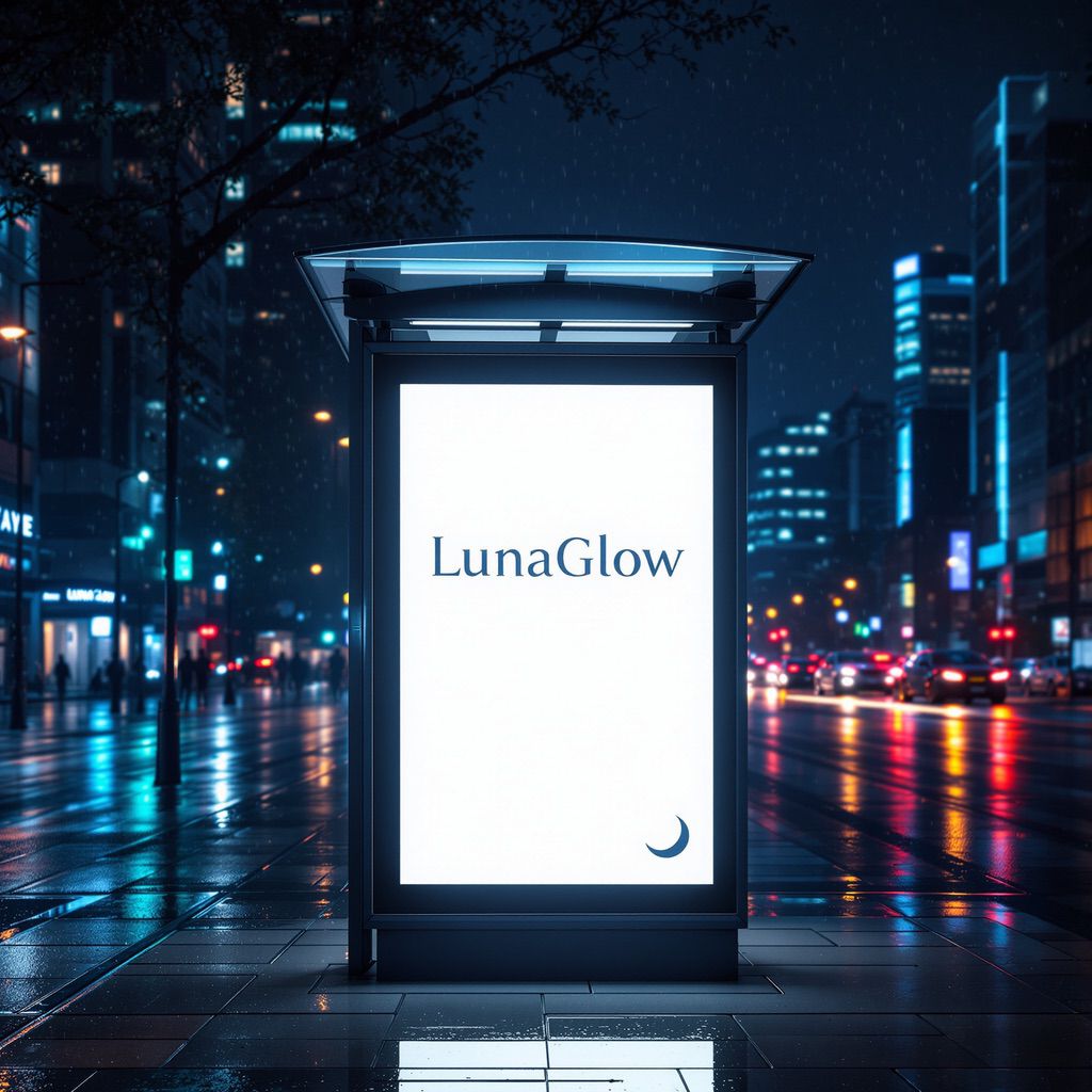 Night city street with an illuminated poster printed using NUtec illuminated poster printing inks for vivid backlit colors.