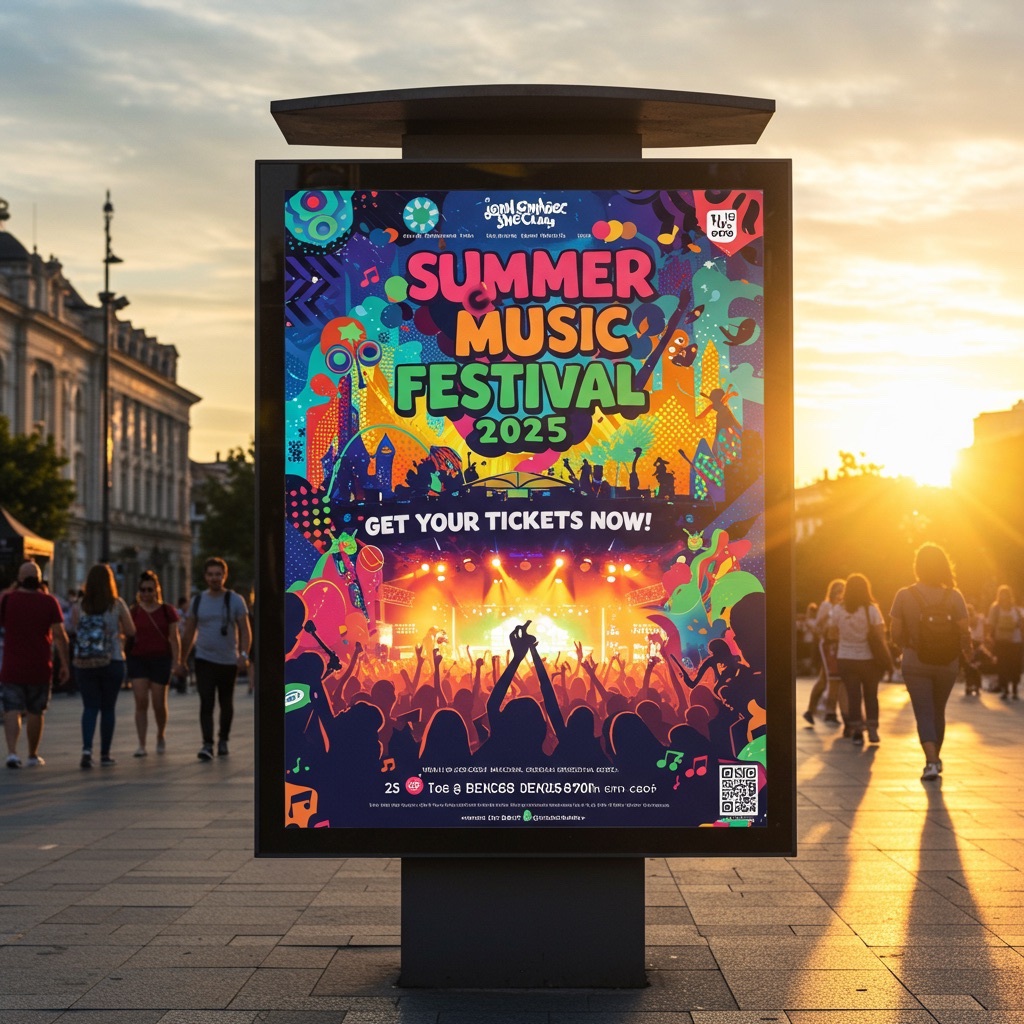 NUtec event poster printing inks on a city poster for a Summer Music Festival 2025.
