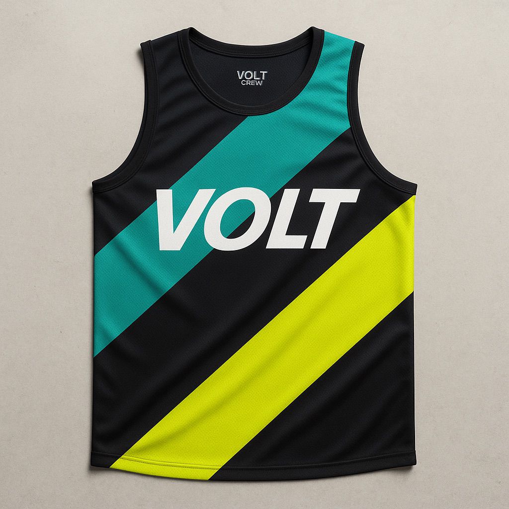 Digital ink for sportswear: Black jersey with vibrant dye-sub print by NUtec using dye-sublimation inks.