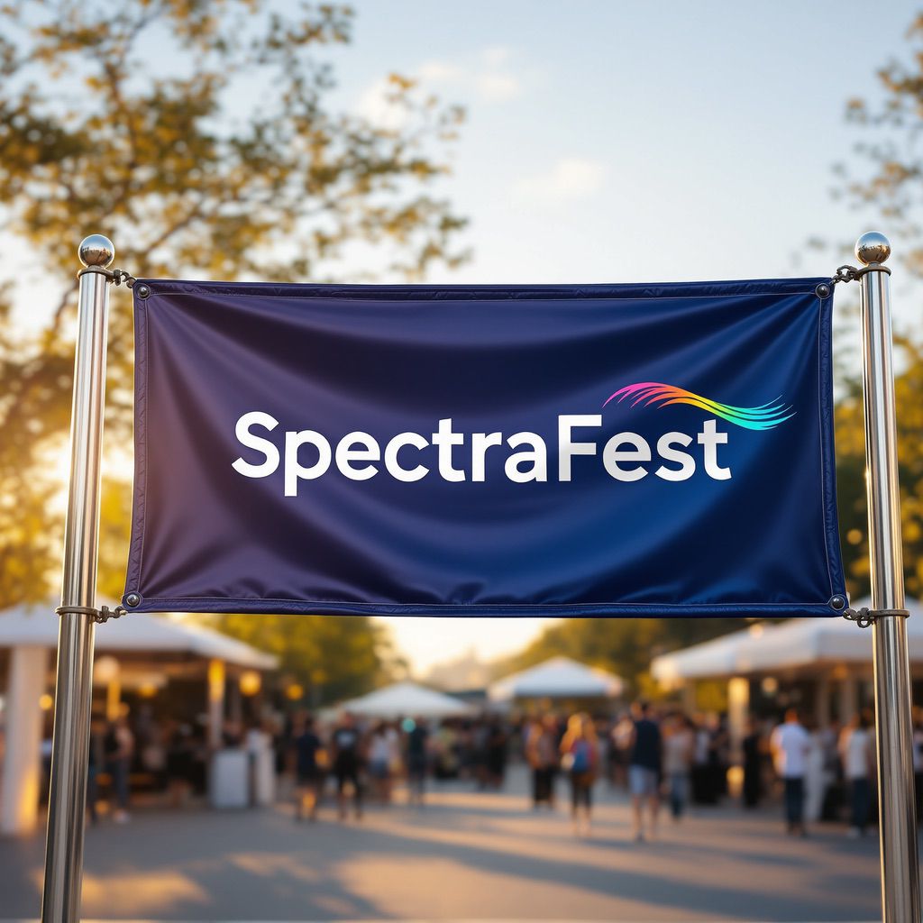 NUtec soft signage digital inks on a blue SpectraFest banner for polyester dye-sublimation transfer