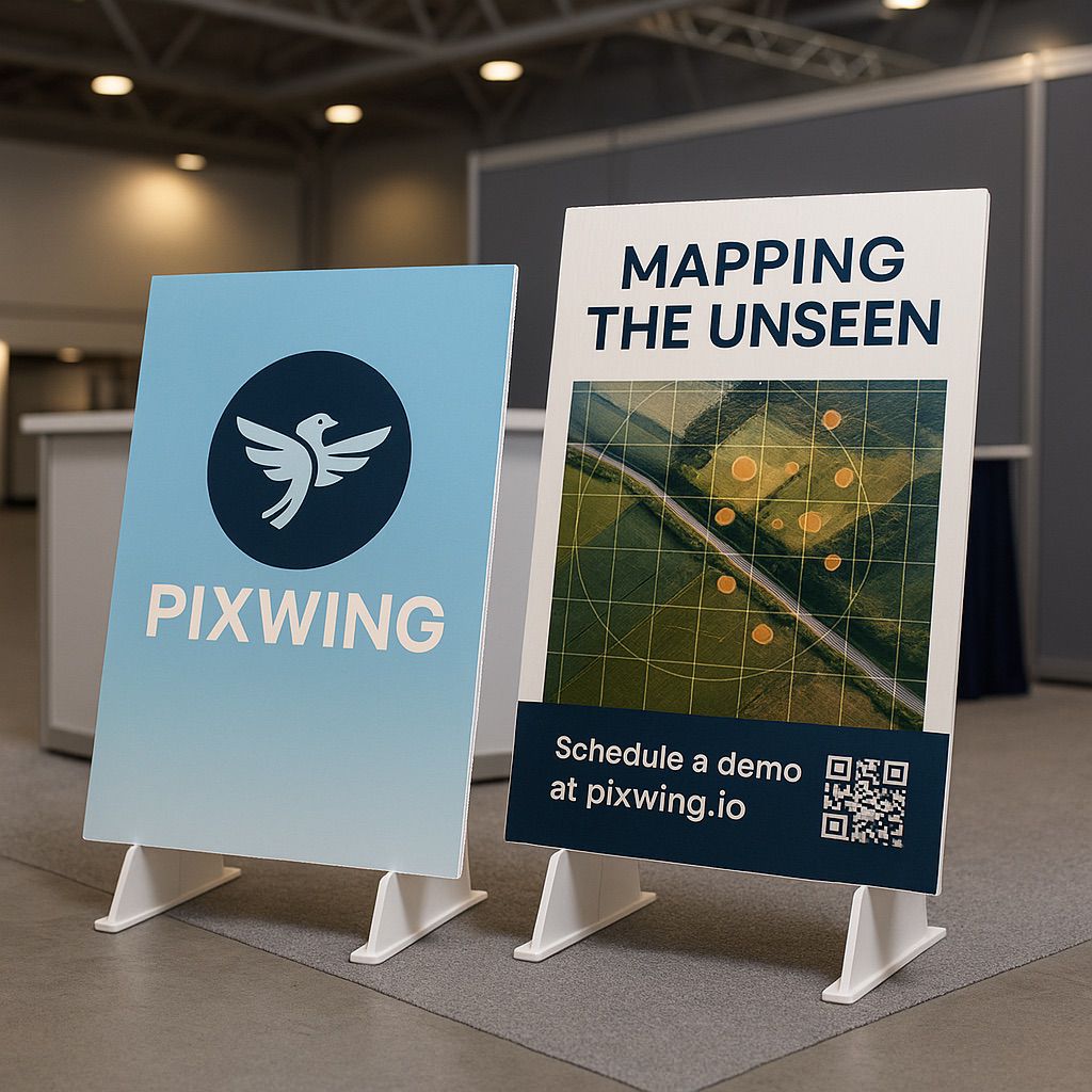 NUtec trade show display inks on corrugated plastic panels at a UV-cured hybrid display