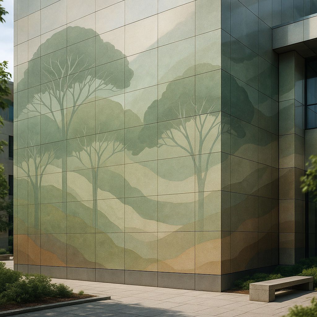 NUtec Digital Ink Digital Ink Facade Cladding on aluminum composite panels for architecture.