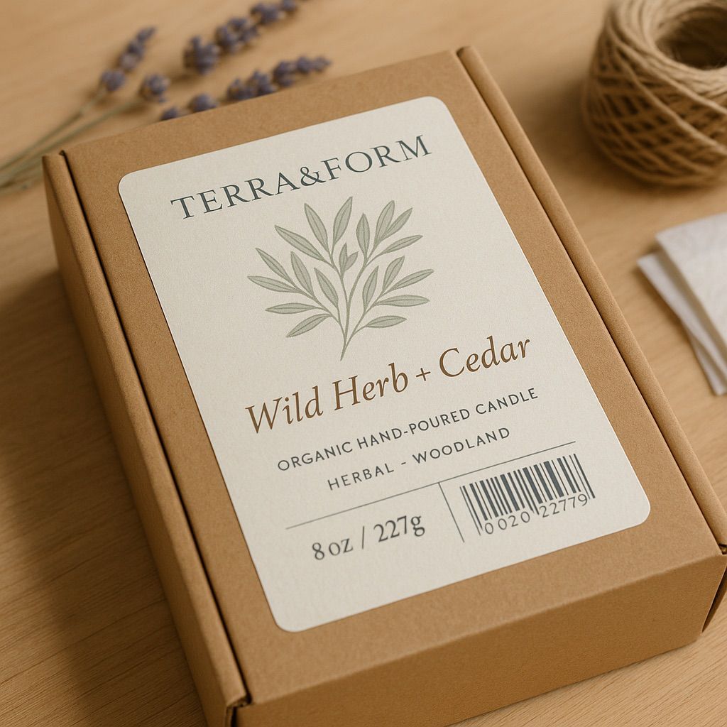 NUtec digital ink packaging labels on adhesive paper—close-up of a brown box label.