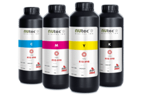 R10-HYB epson dx7 hybrid ink for DX7 printheads—UV-cured hybrid ink for LED UV lamps by NUtec Ruby series