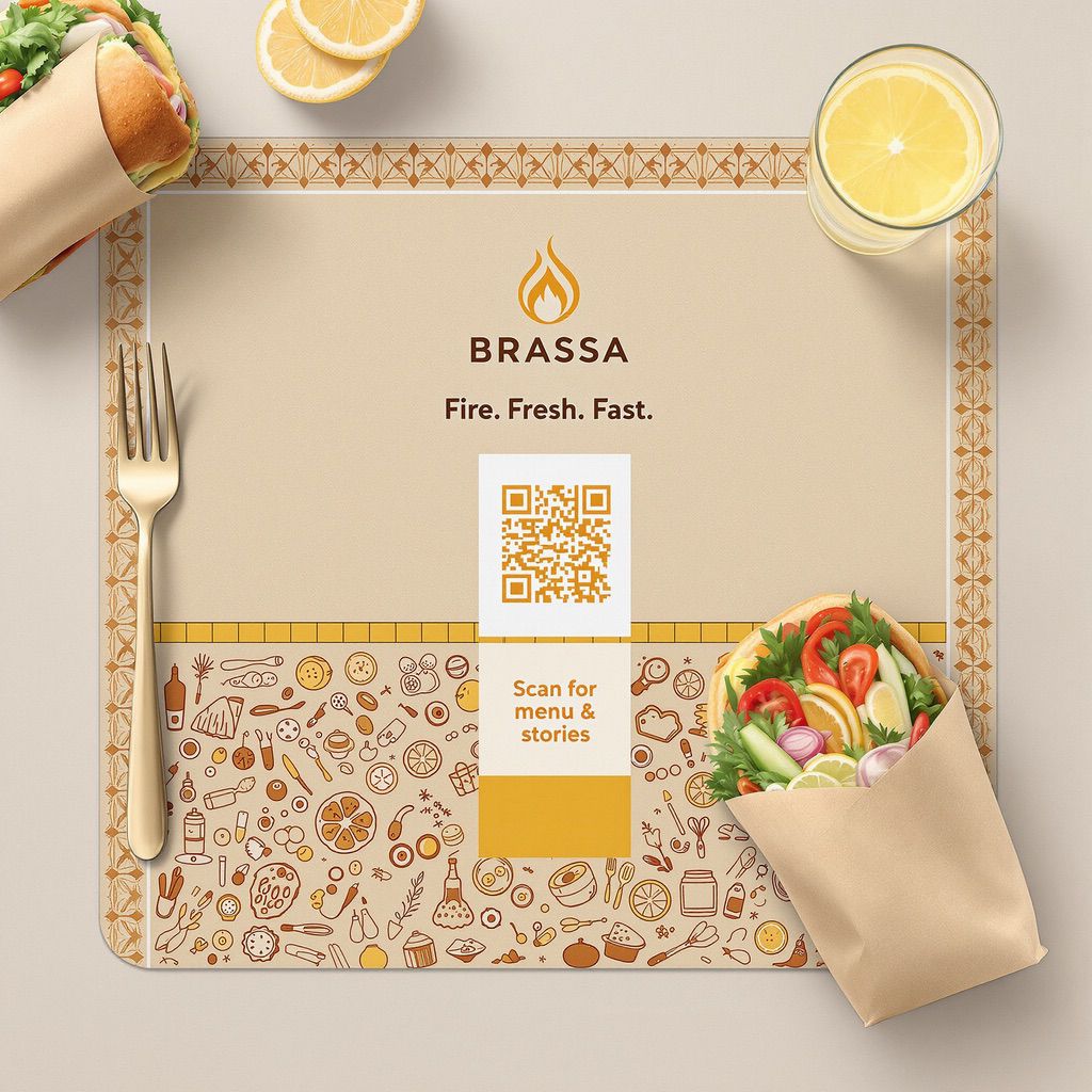 NUtec Digital Ink Placemat Printing on synthetic paper using UV-Cured Roll-to-Roll inks for vibrant restaurant placemats.