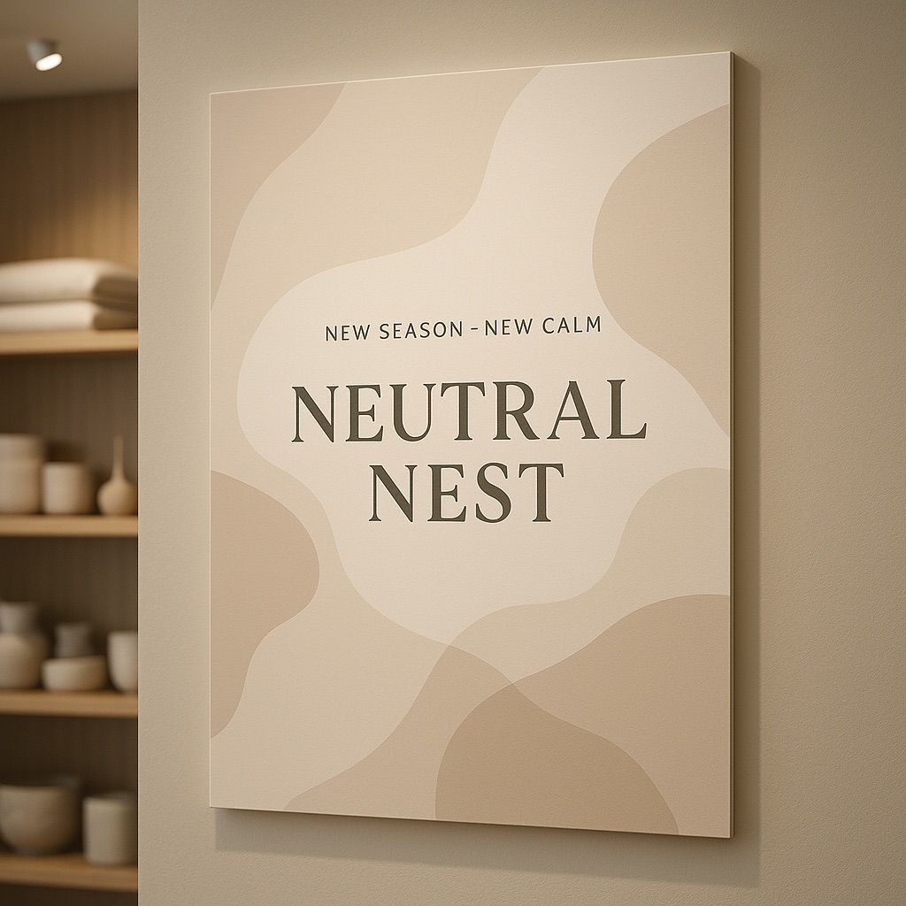 Close-up of a beige textured canvas with text, retail promotional graphics ink.