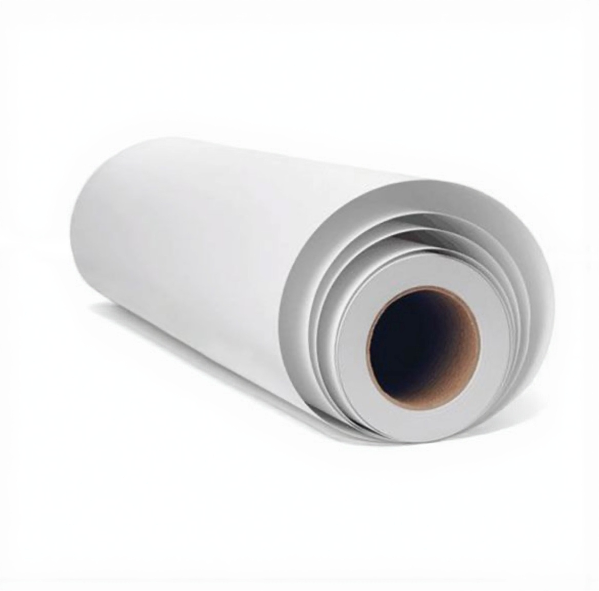 Close-up of a roll of white dye-sublimation transfer paper, ready for vibrant digital printing.