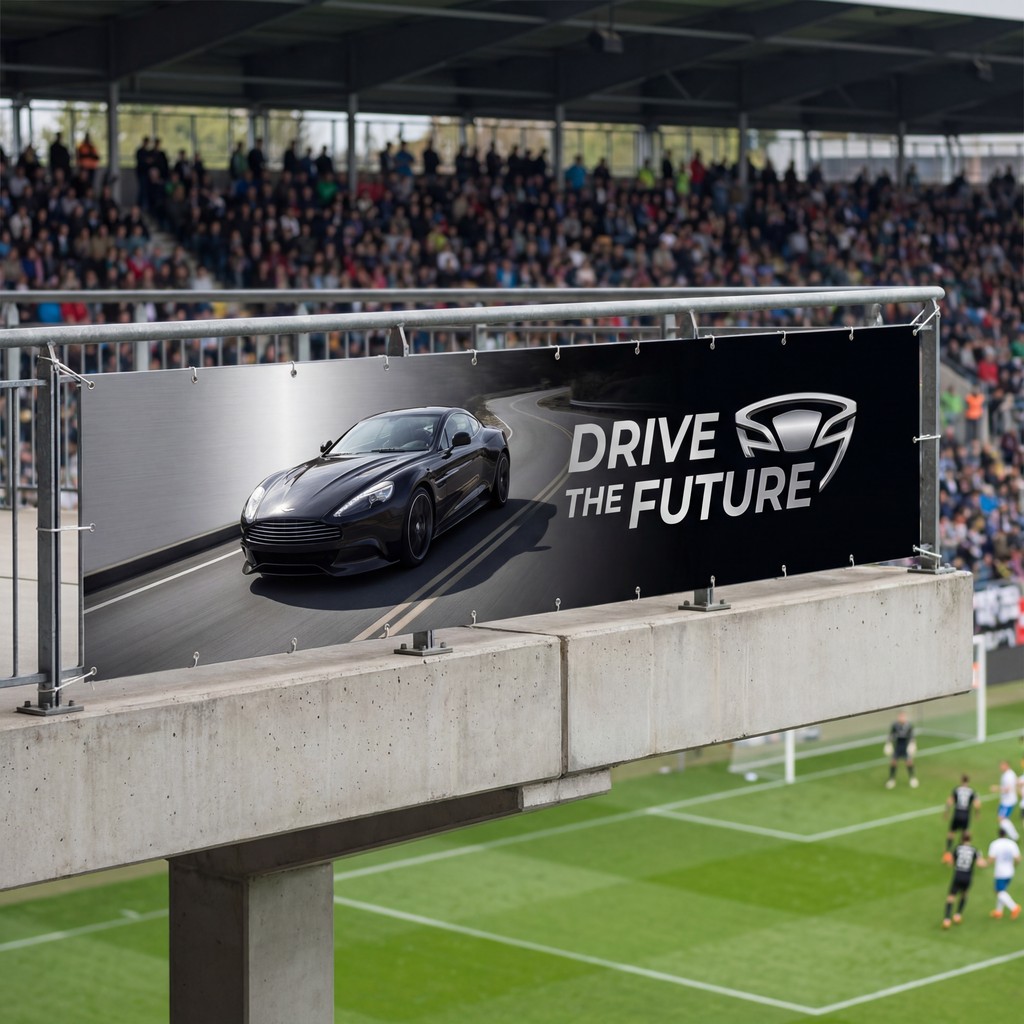 NUtec Stadium Banner Printing Inks on large stadium banner illustrating vibrant outdoor durability